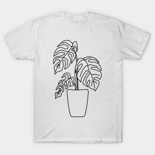 Gatenplant Philodendron Monstera Deliciosa Lines T-Shirt